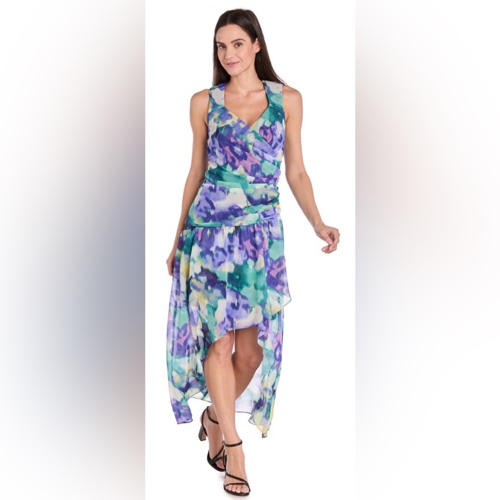 R&M Richards Blue and Purple High Low Dress